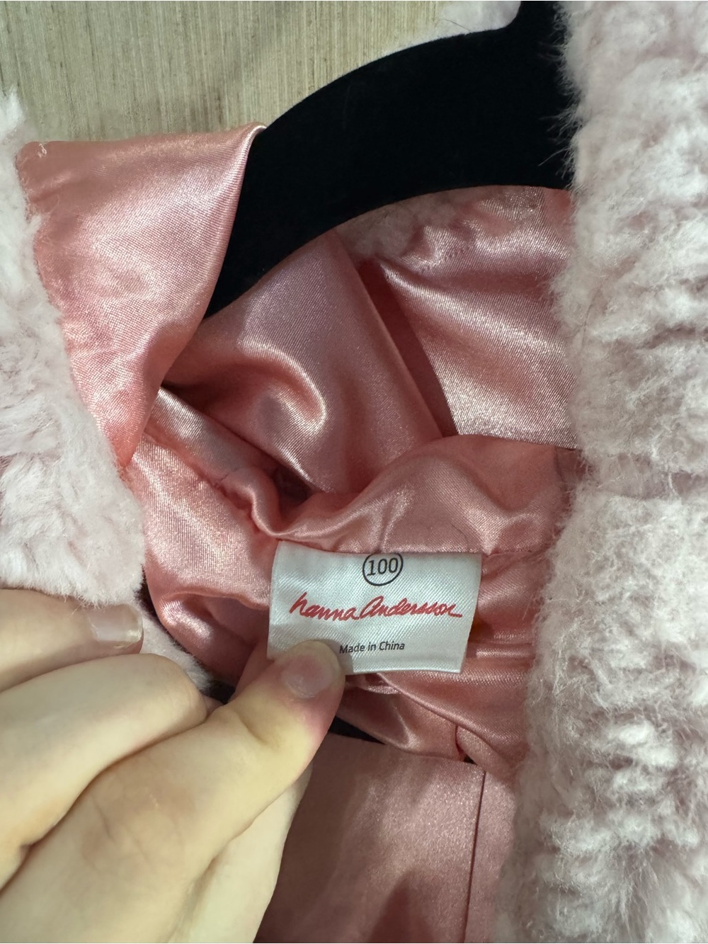 Hanna Andersson Faux Fur Plush Hooded Button Up Jacket - Light Pink Size 4T - Picture 5 of 5